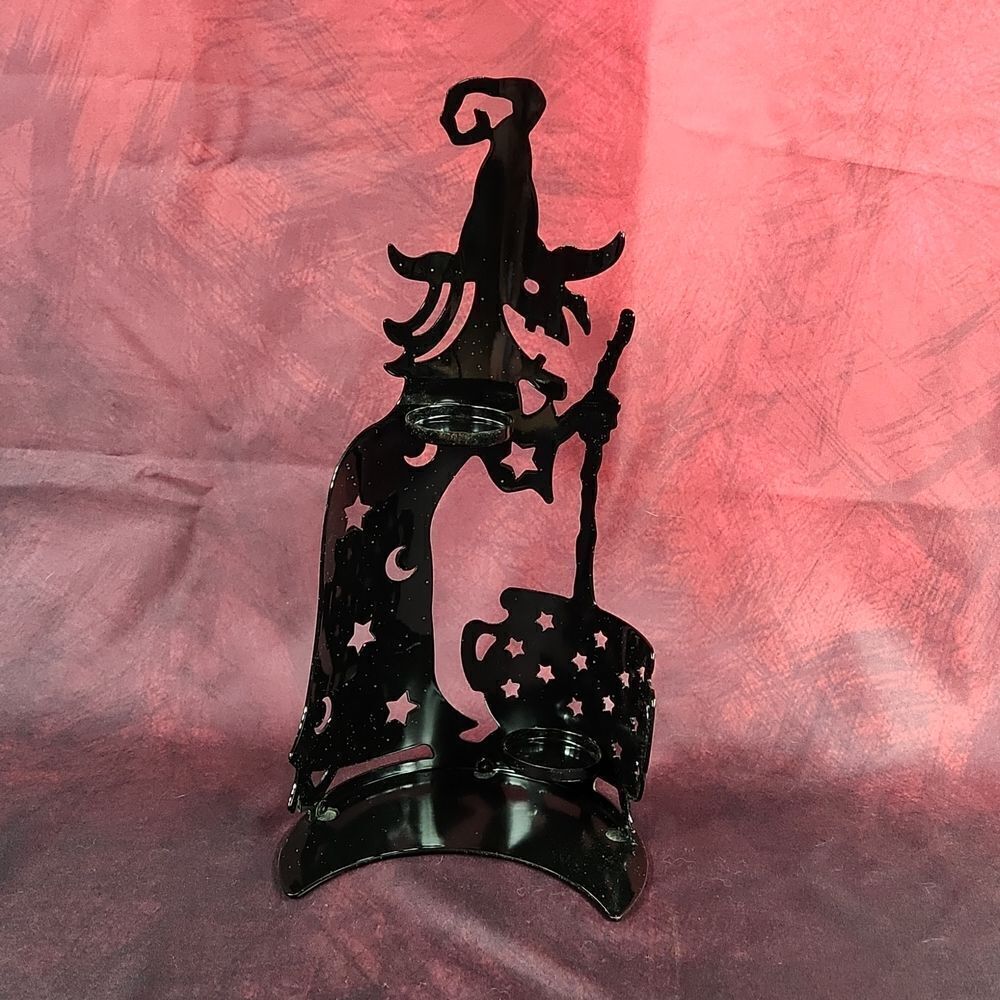 🩵Partylite Black Shimmery Wilemina Witch Tealight Candle Holder - Picture 6 of 9